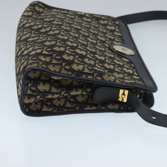 Christian Dior Trotter Canvas Clutch Bag Beige Navy Gold Auth 97851 - Picture 5 of 16